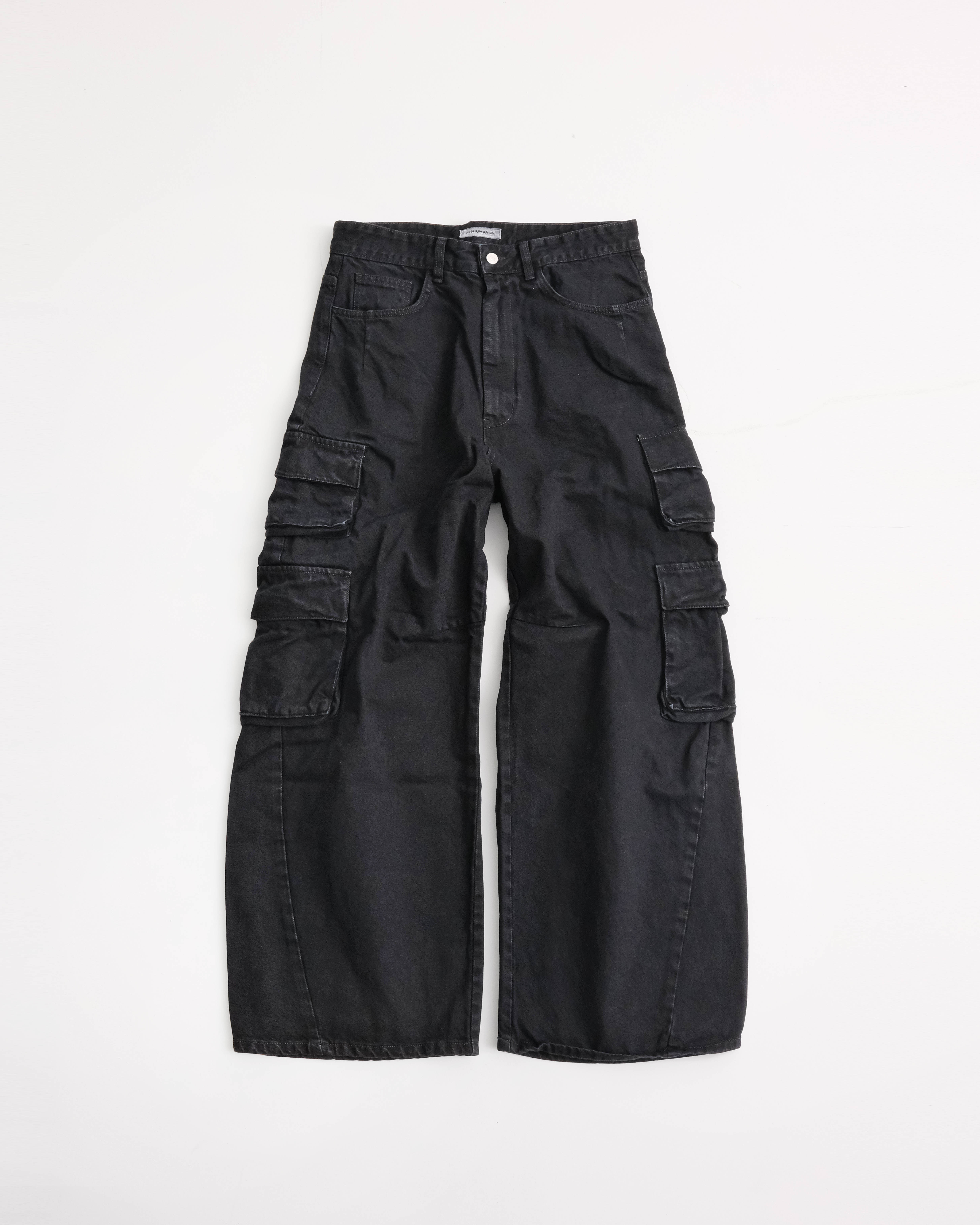 CURVED SULFUR DYED CARGO PANTS (DYED CHARCOAL)