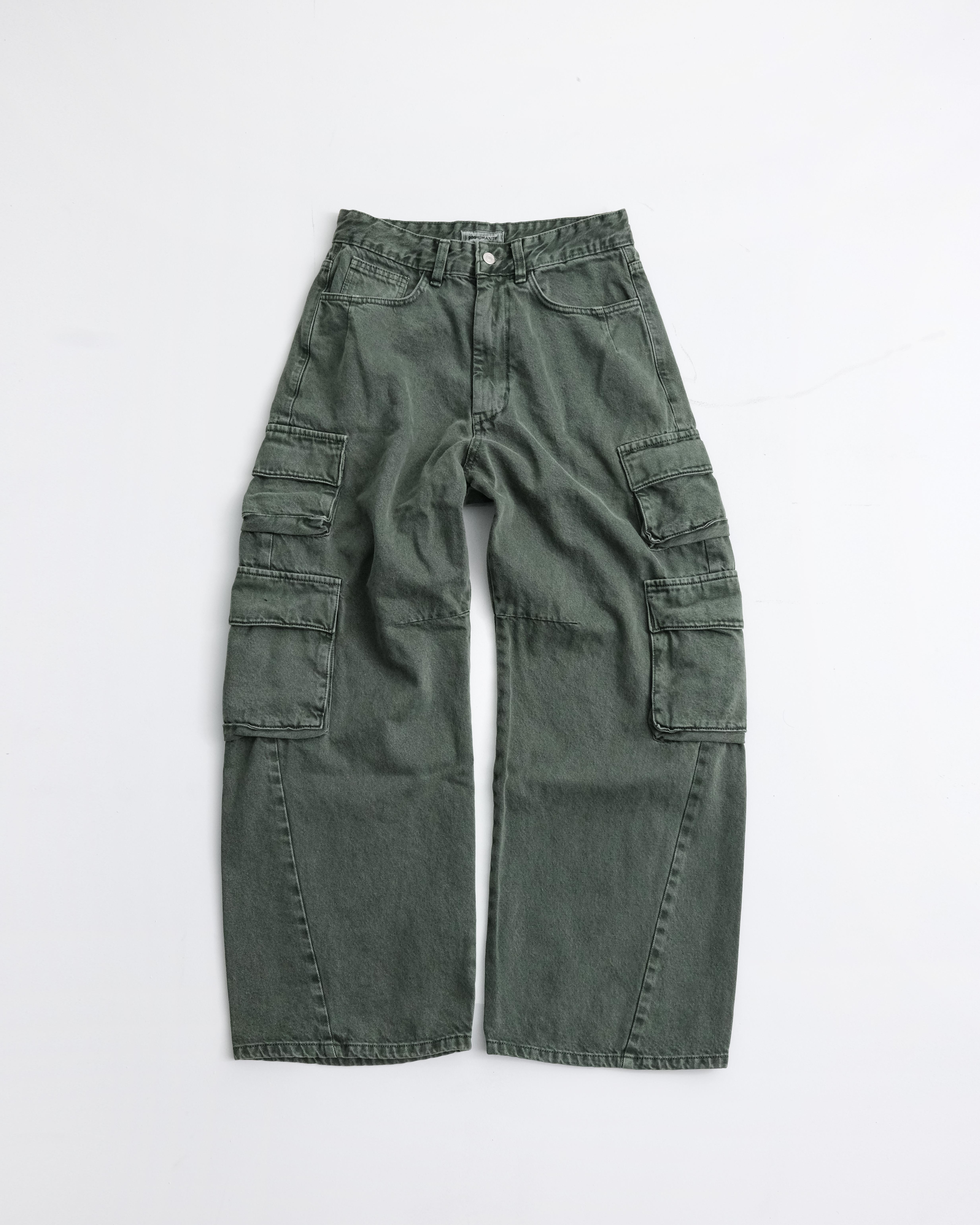 CURVED SULFUR DYED CARGO PANTS (DYED MOSSY)